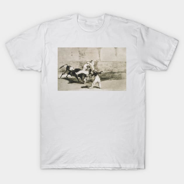 A Moor Caught by the Bull... from La Tauromaquia by Francisco Goya T-Shirt by Classic Art Stall